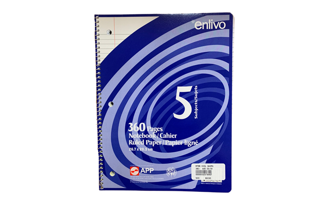 CAHIER SPIRALE LIGNÉ 360 PAGES